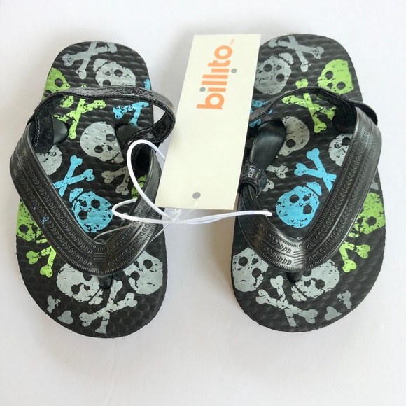 Skull + Bones Flip Flops (add-on item only) - Picture 1 of 3